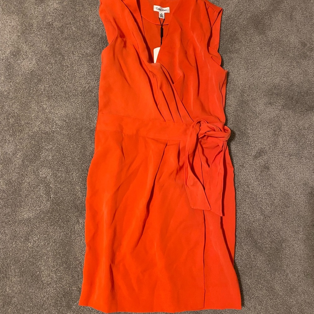 NWT Calvin Klein Orange Tie Dress